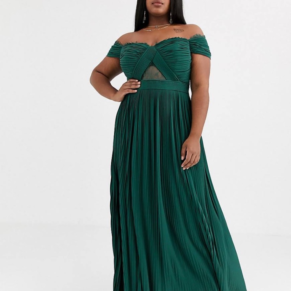 Plus size midi formal emerald dress